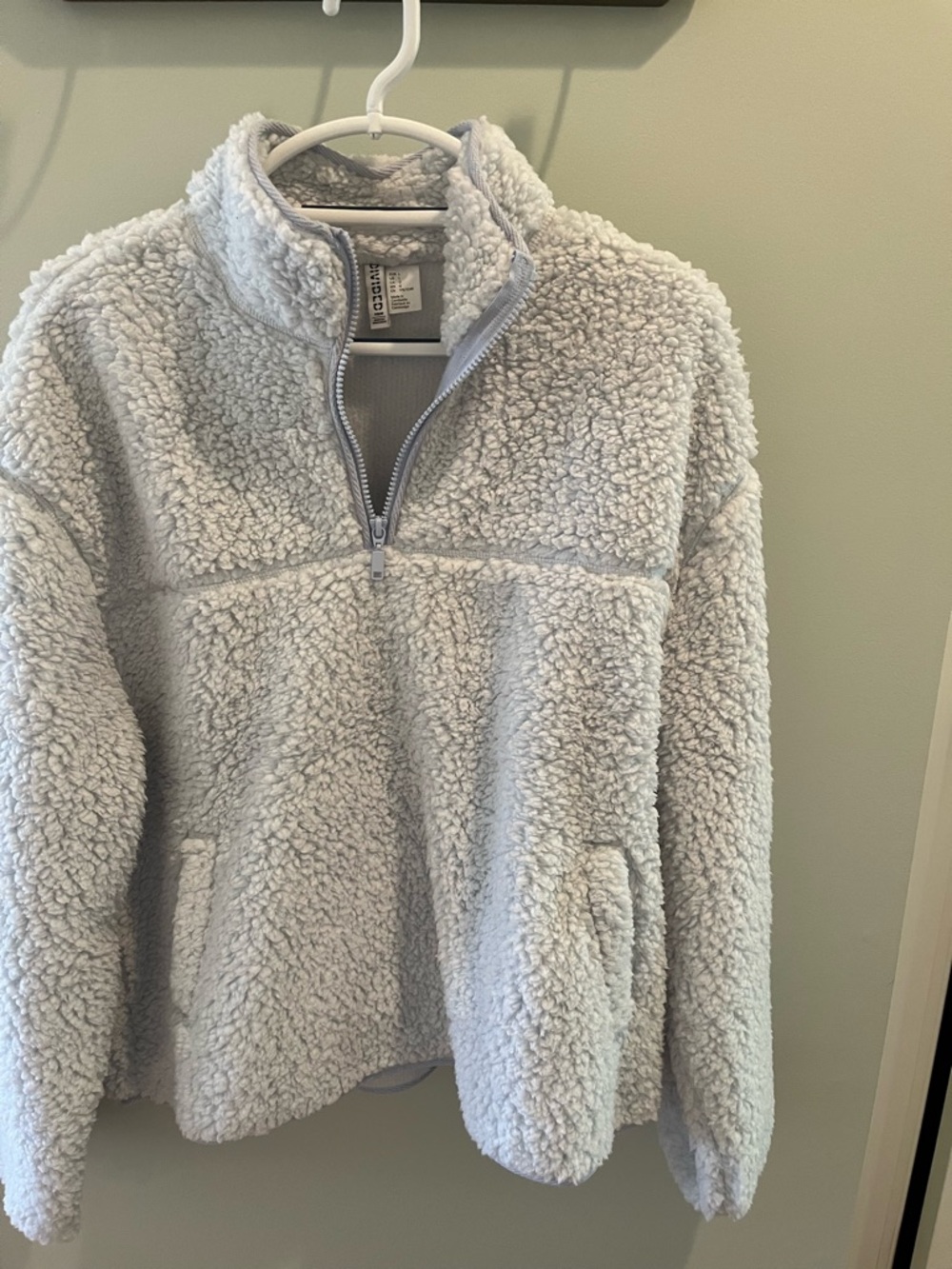 H&M Light Blue Sherpa Quarter-Zip Pullover